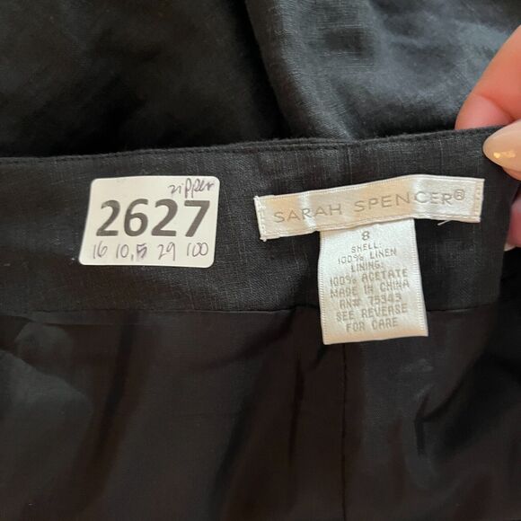 Sarah Spencer Womens Black Blouse & Pants Set  100% Linen Sz 8 Wide Leg Minimal - Picture 6 of 11